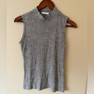 Antistar Gray Sleeveless Ribbed High Neck Top Size Large